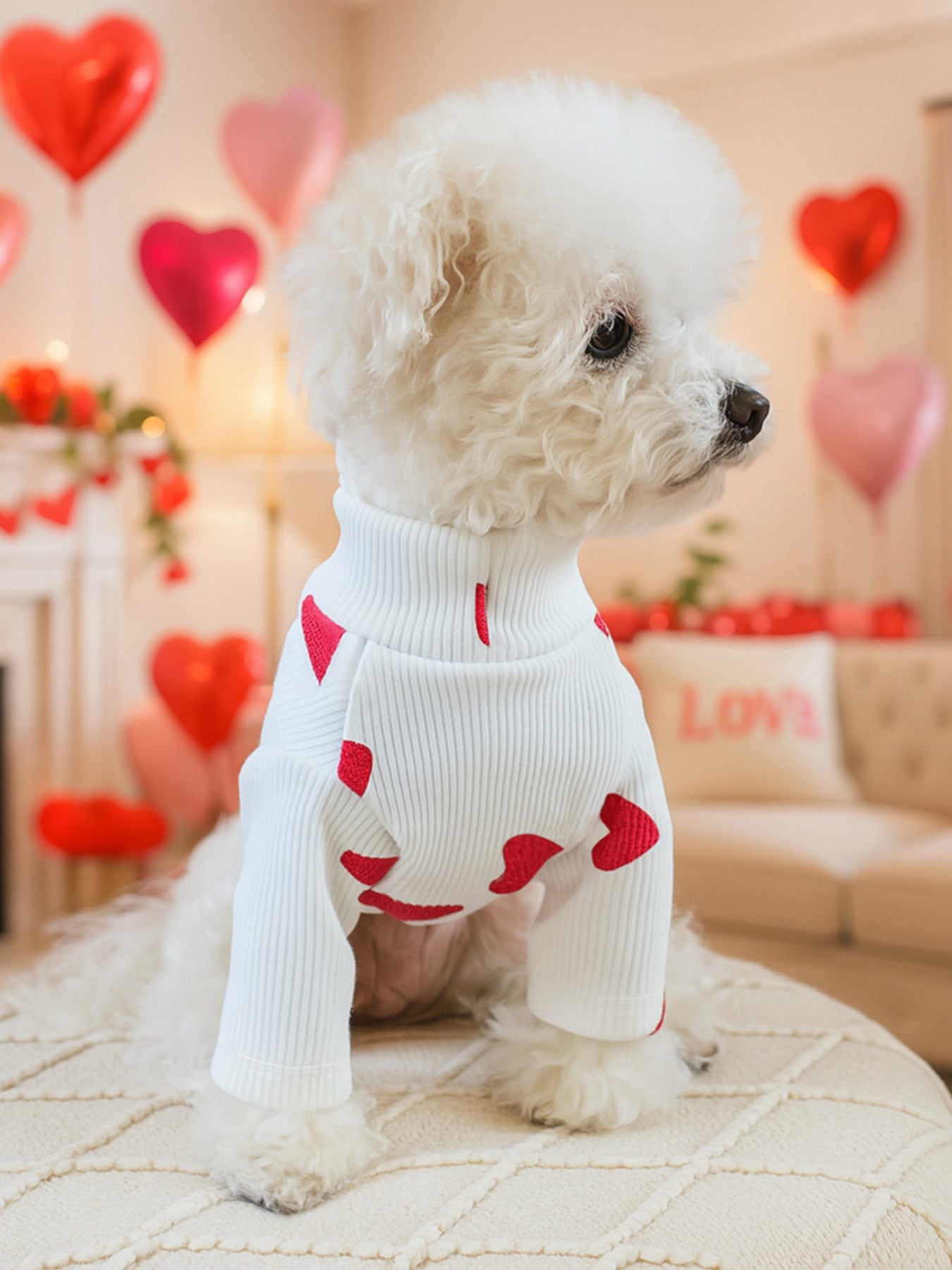 Heart Pattern Pet Sweater – Cozy Valentine Knit for Dogs & Cats – view 7