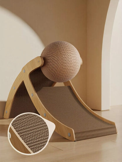 Interactive Ball & Ramp Cat Scratching Post with Toy – view 2