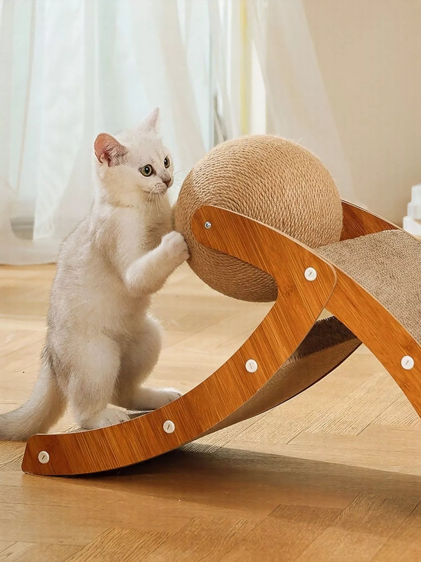 Interactive Ball & Ramp Cat Scratching Post with Toy – view 5