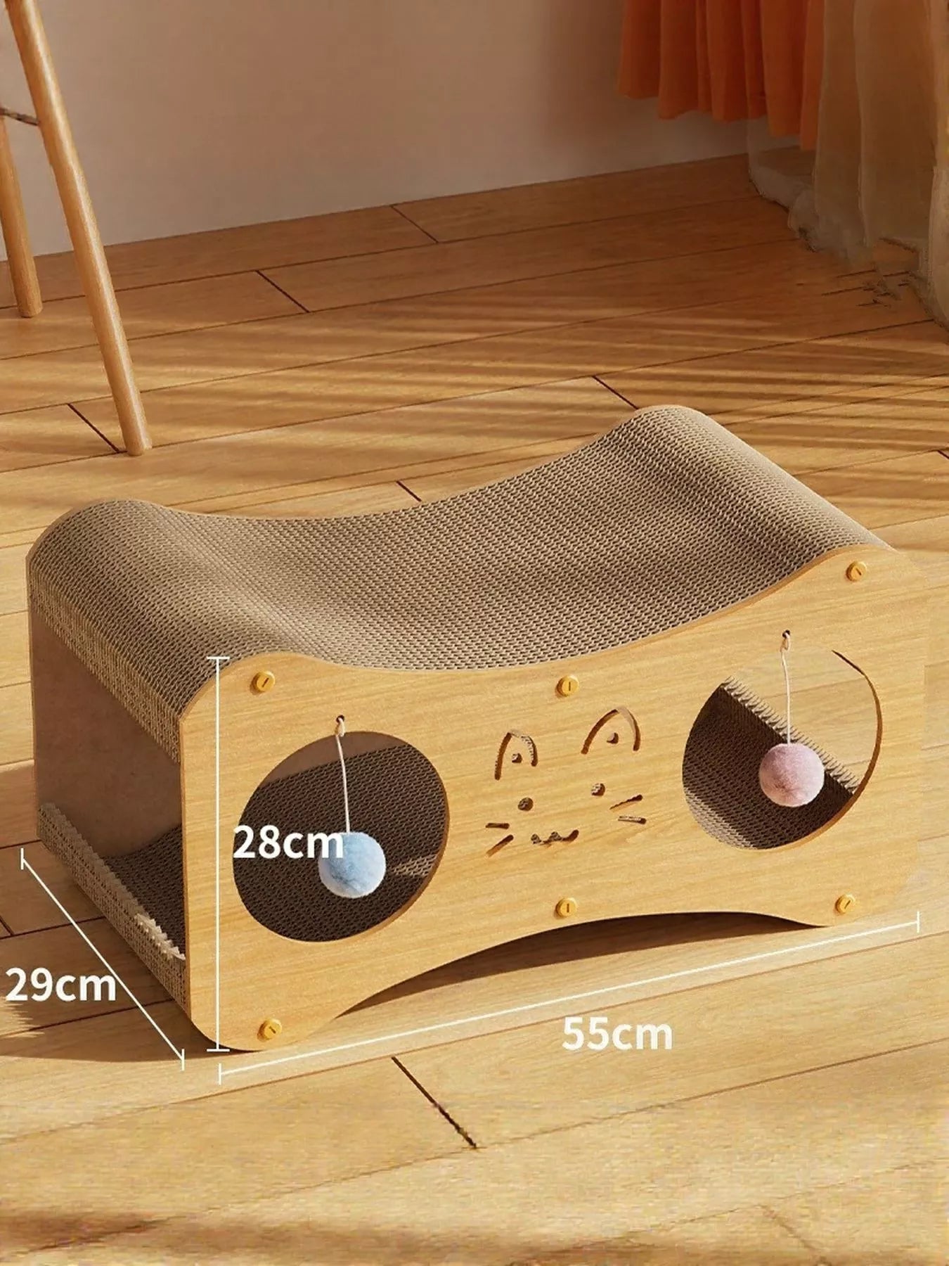 Interactive Cat Scratcher Lounge Bed with Toy Balls – view 2