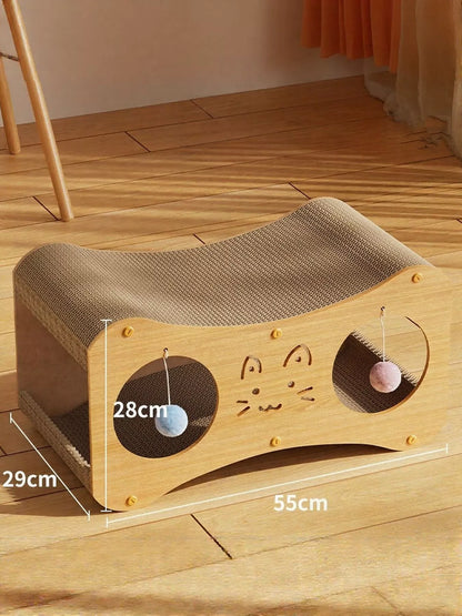 Interactive Cat Scratcher Lounge Bed with Toy Balls – view 2