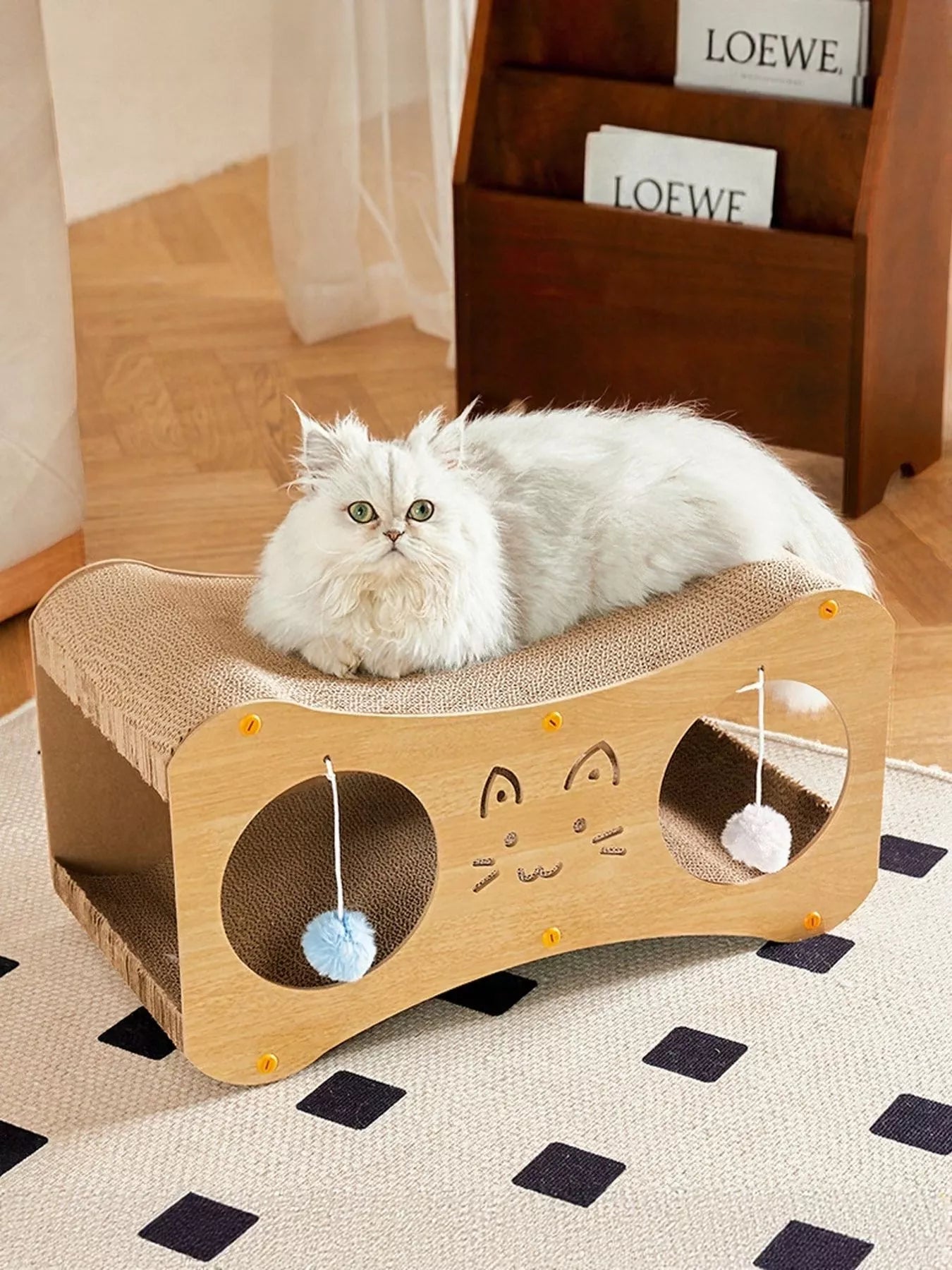 Interactive Cat Scratcher Lounge Bed with Toy Balls – view 3
