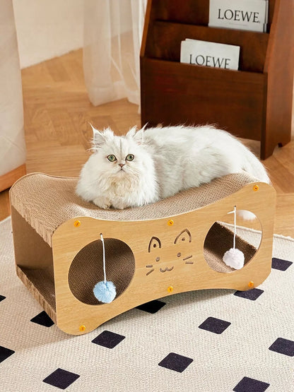 Interactive Cat Scratcher Lounge Bed with Toy Balls – view 3