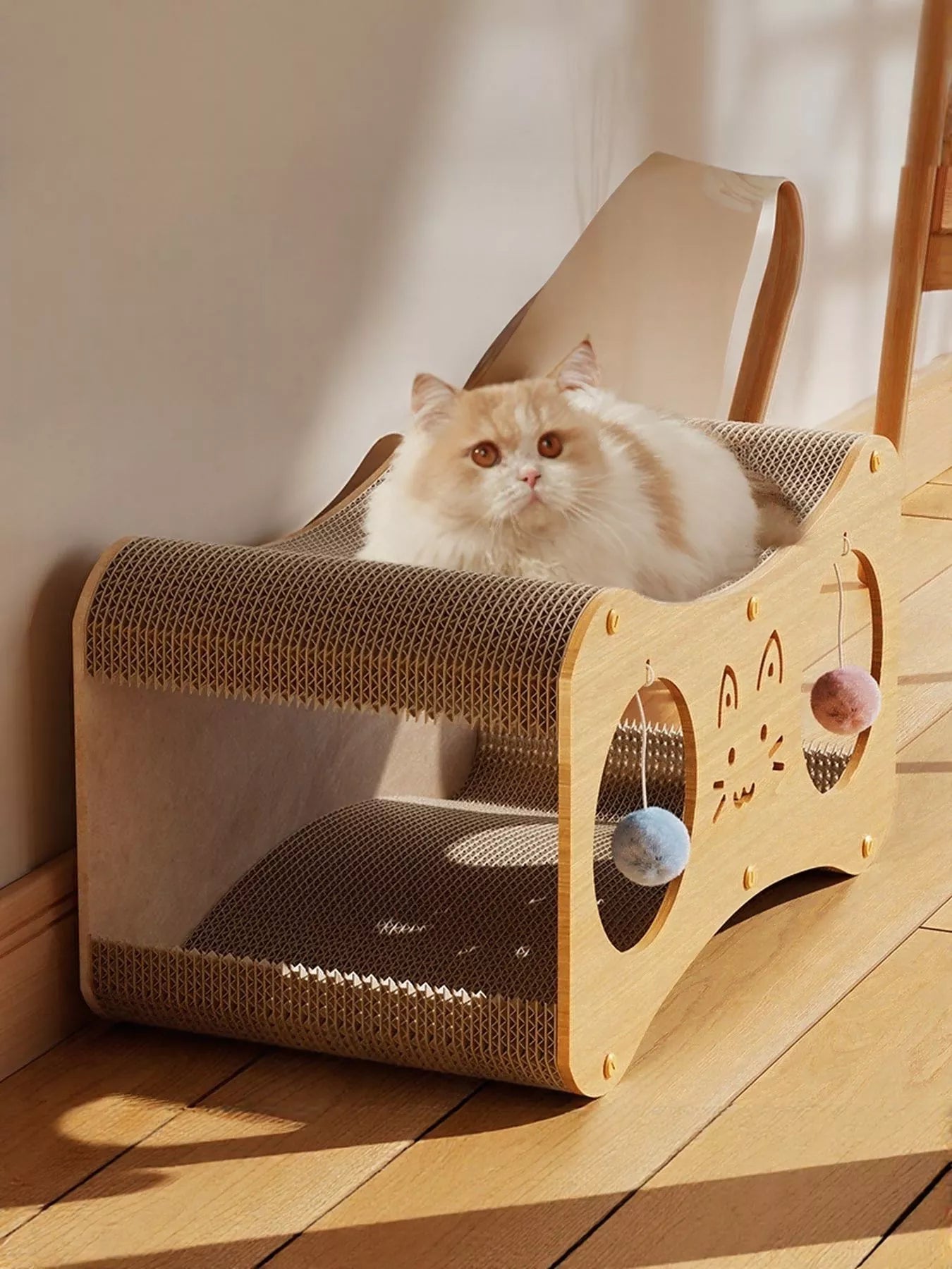Interactive Cat Scratcher Lounge Bed with Toy Balls – view 4