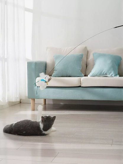 Interactive Feather Teaser Cat Wand Toy with Bell – view 2