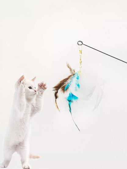 Interactive Feather Teaser Cat Wand Toy with Bell – view 3