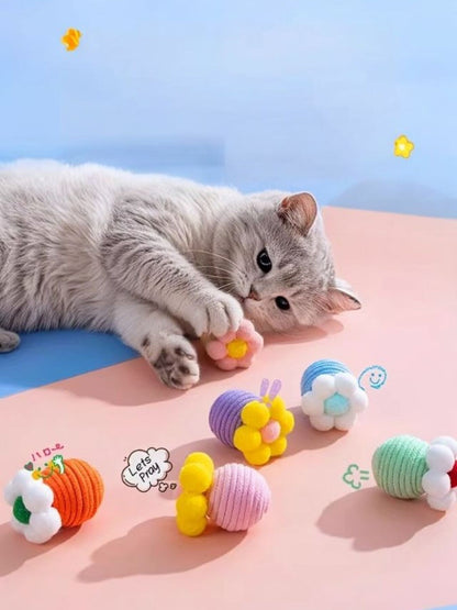 Interactive flower design squeaky cotton cord pet toy for dogs and cats
