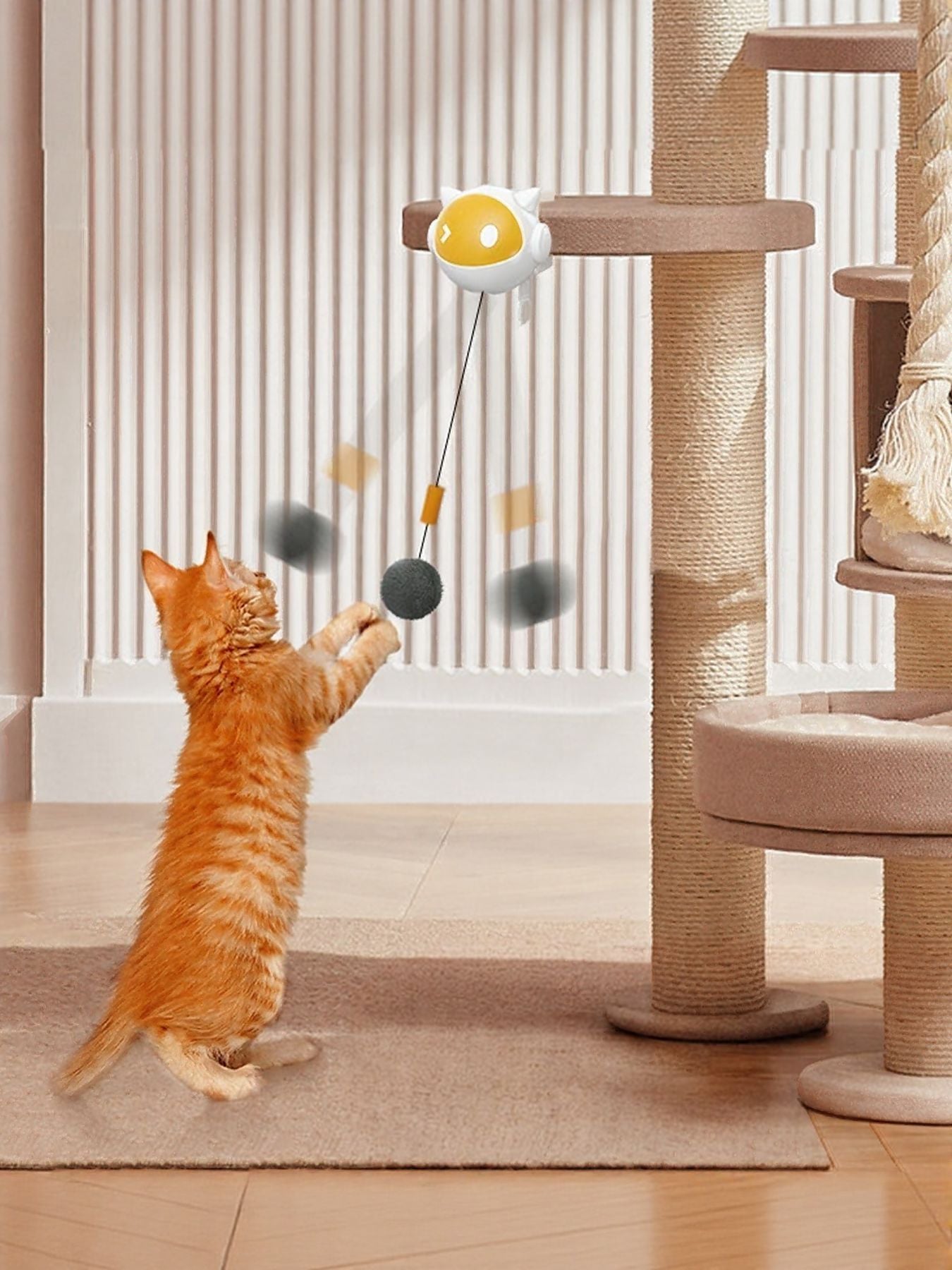 Interactive electric hanging cat teaser toy with dangling ball for cats
