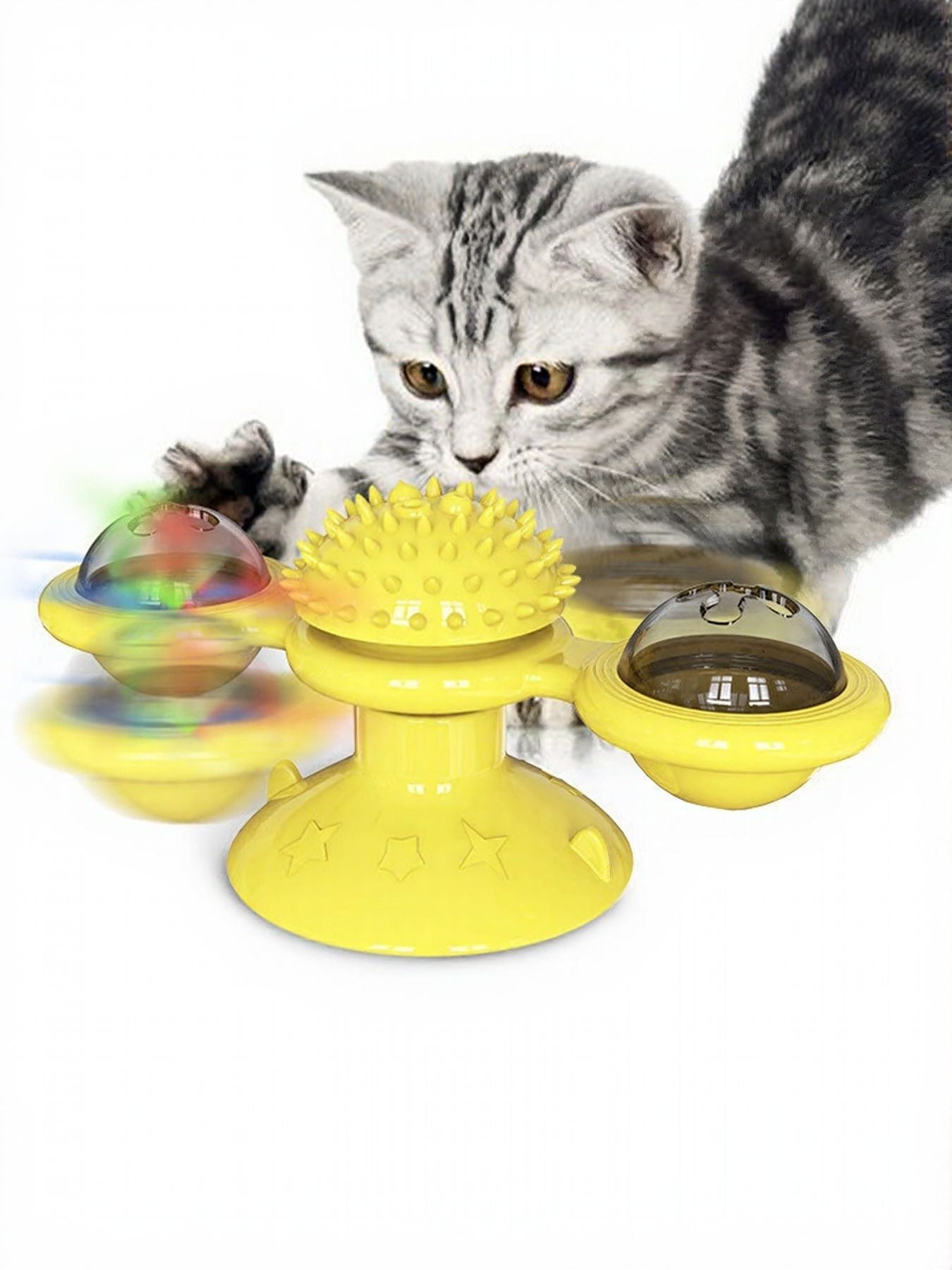 Interactive Rotating TPR Cat Toy Set with Suction Cup – Spinning Teaser for Cats – view 2