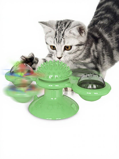 Interactive Rotating TPR Cat Toy Set with Suction Cup – Spinning Teaser for Cats – view 5