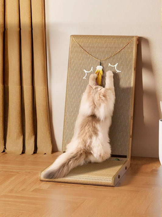 Interactive sisal cat scratching post with dangling toy, four-piece set for cats