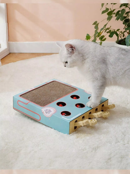Interactive Whack-A-Mole Cat Toy Box – Corrugated Paper Puzzle Toy for Cats – view 3