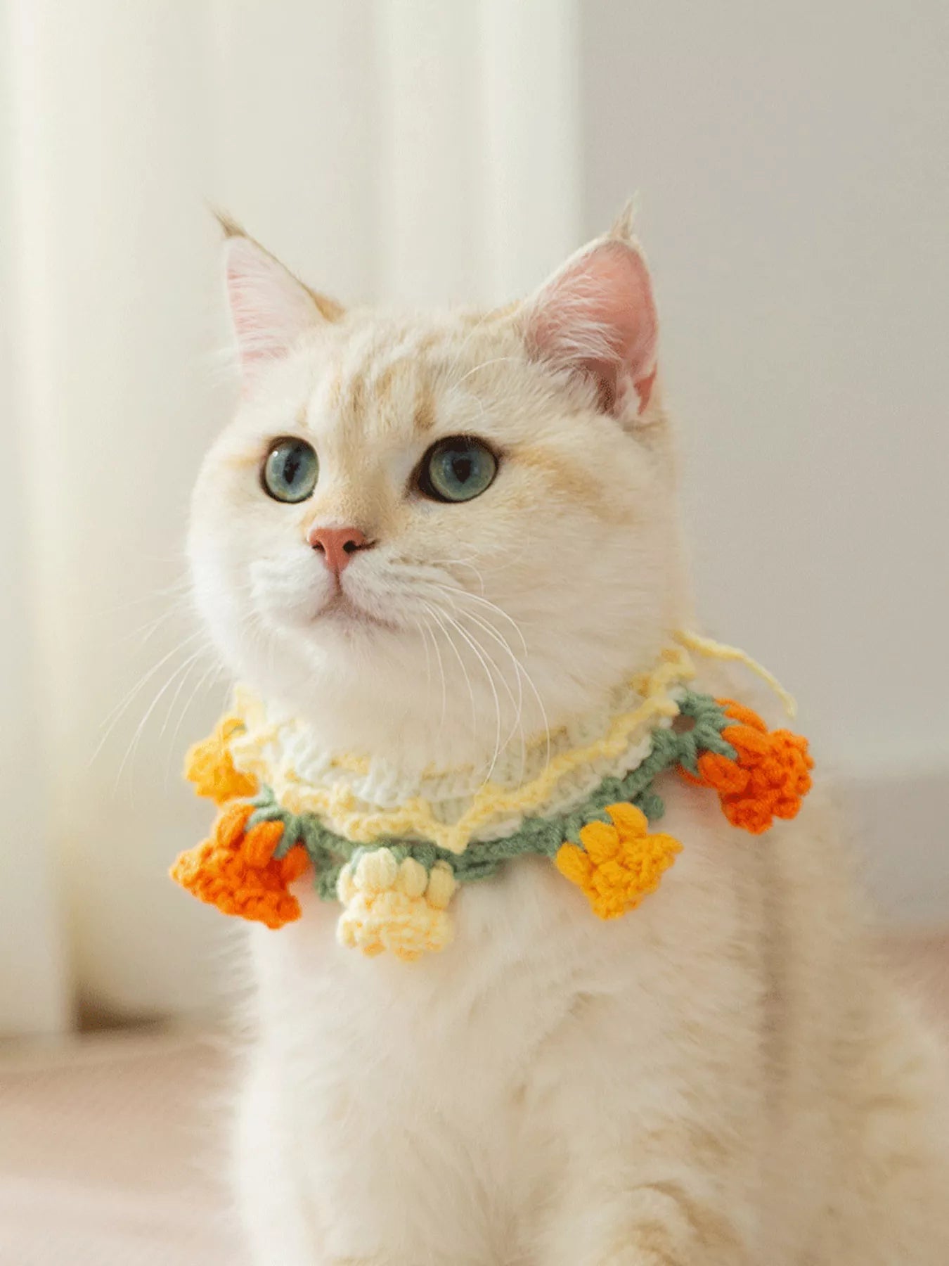 Knitted Floral Decorative Pet Collar – Soft Polyester Neck Collar for Dogs & Cats – view 10