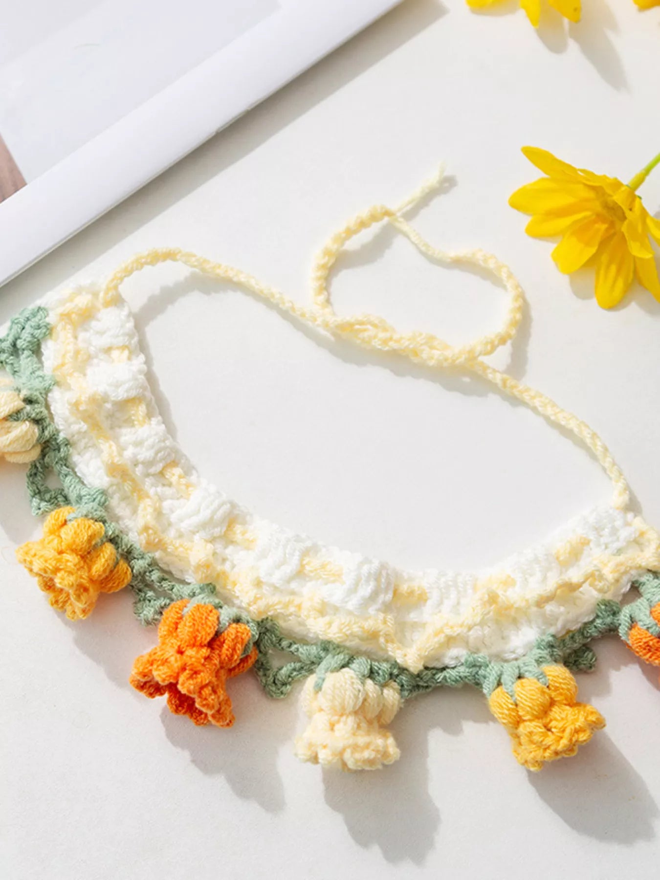Knitted Floral Decorative Pet Collar – Soft Polyester Neck Collar for Dogs & Cats – view 11