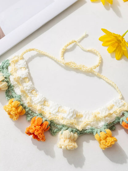 Knitted Floral Decorative Pet Collar – Soft Polyester Neck Collar for Dogs & Cats – view 11