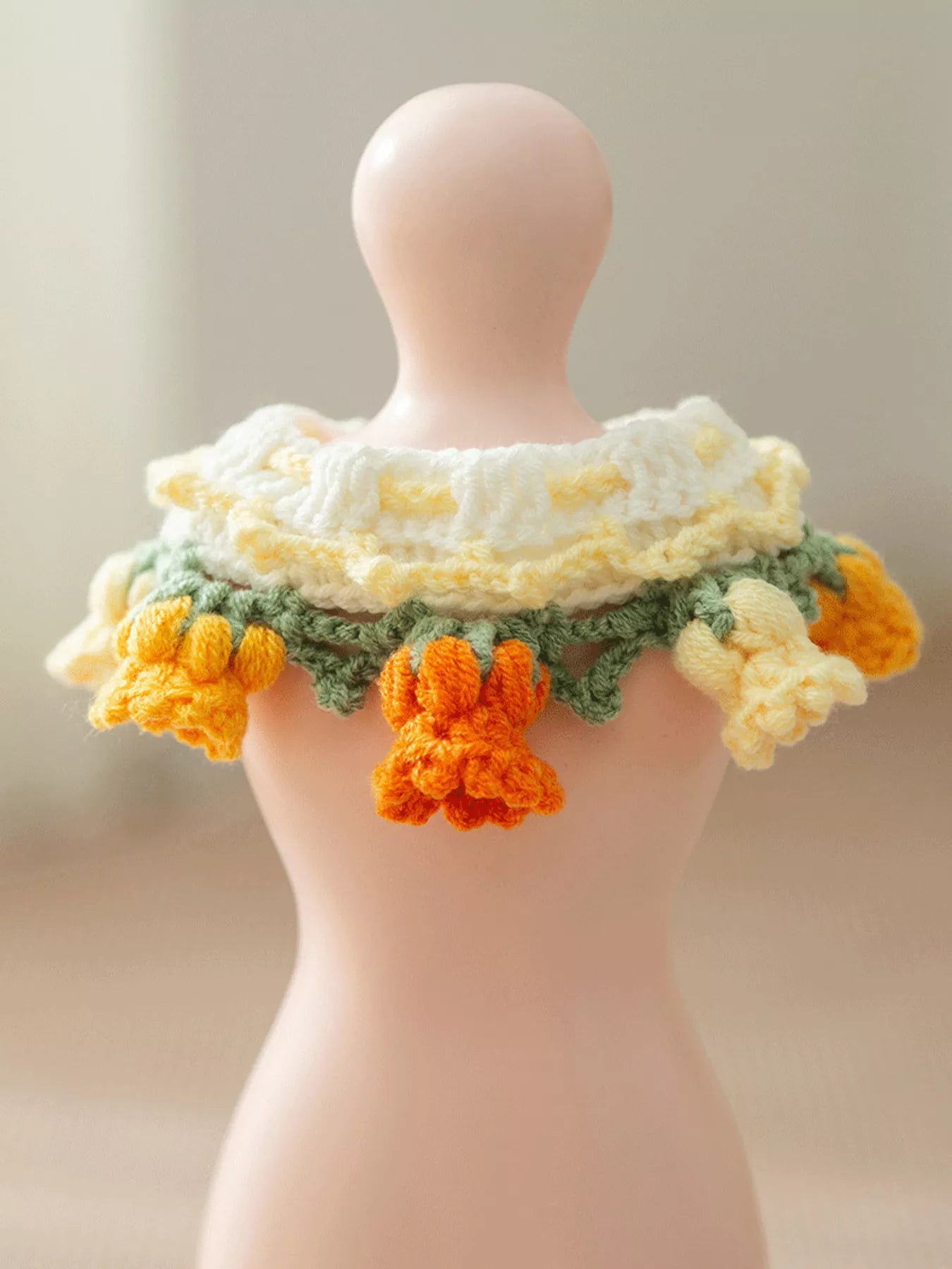 Knitted Floral Decorative Pet Collar – Soft Polyester Neck Collar for Dogs & Cats – view 12