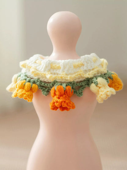 Knitted Floral Decorative Pet Collar – Soft Polyester Neck Collar for Dogs & Cats – view 12
