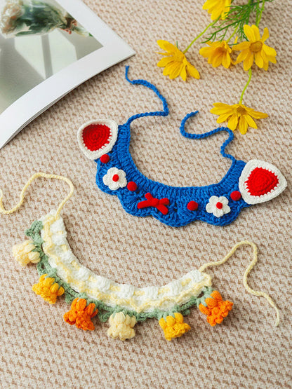Knitted Floral Decorative Pet Collar – Soft Polyester Neck Collar for Dogs & Cats – view 2