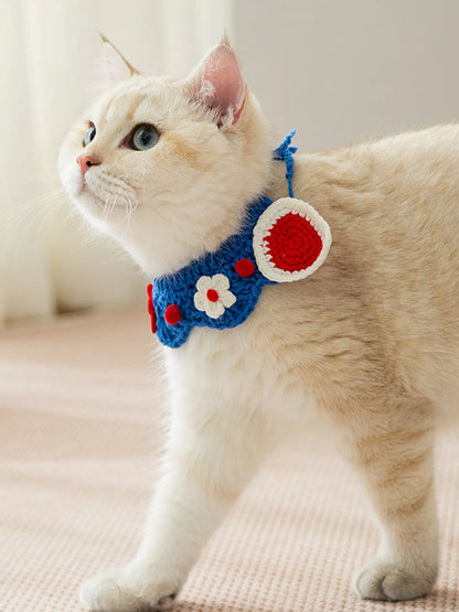Knitted Floral Decorative Pet Collar – Soft Polyester Neck Collar for Dogs & Cats – view 3