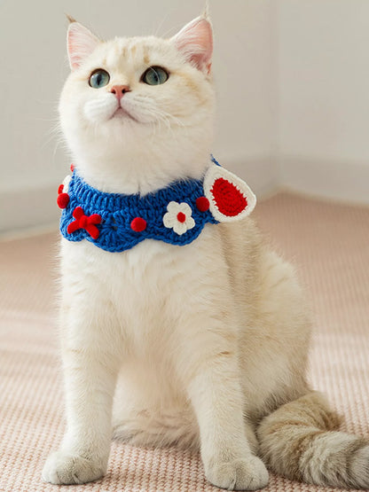 Knitted Floral Decorative Pet Collar – Soft Polyester Neck Collar for Dogs & Cats – view 4