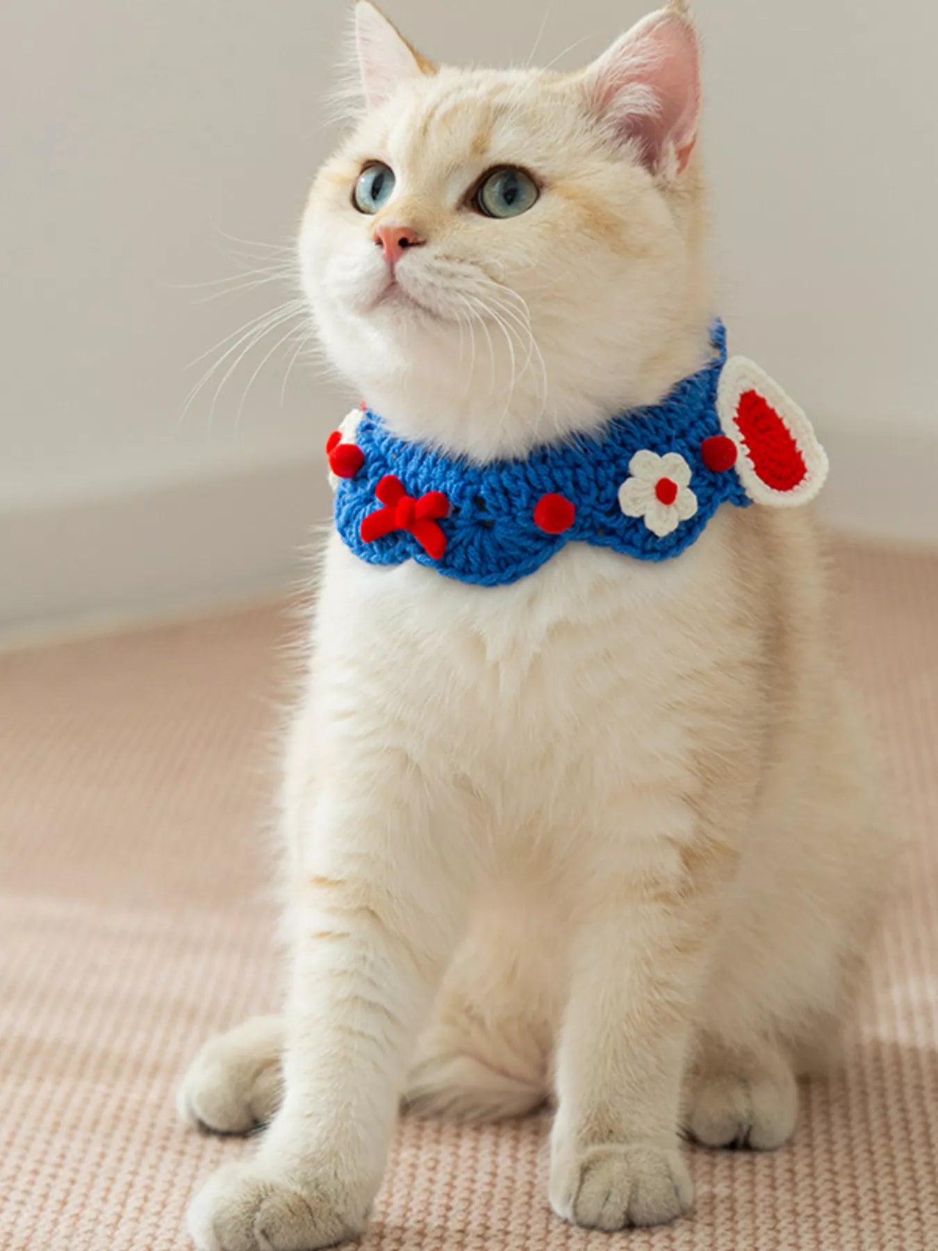 Knitted Floral Decorative Pet Collar – Soft Polyester Neck Collar for Dogs & Cats – view 5