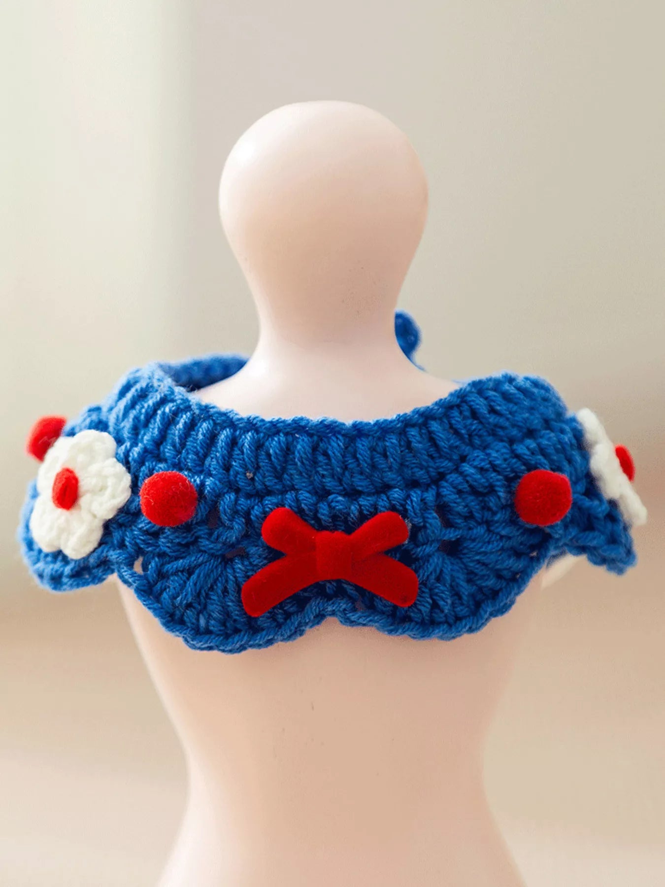 Knitted Floral Decorative Pet Collar – Soft Polyester Neck Collar for Dogs & Cats – view 7