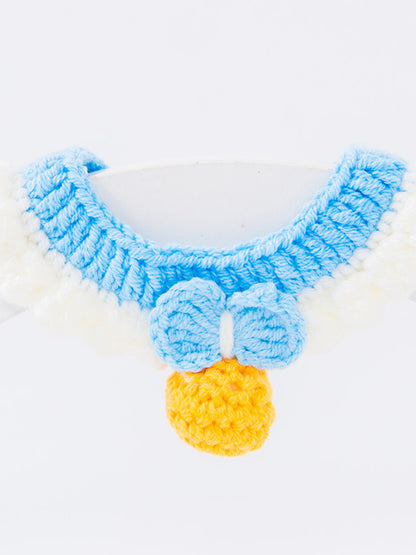 Knitted Pet Scarf – Buttoned Bow-Detail Neck Scarf for Dogs & Cats – view 5