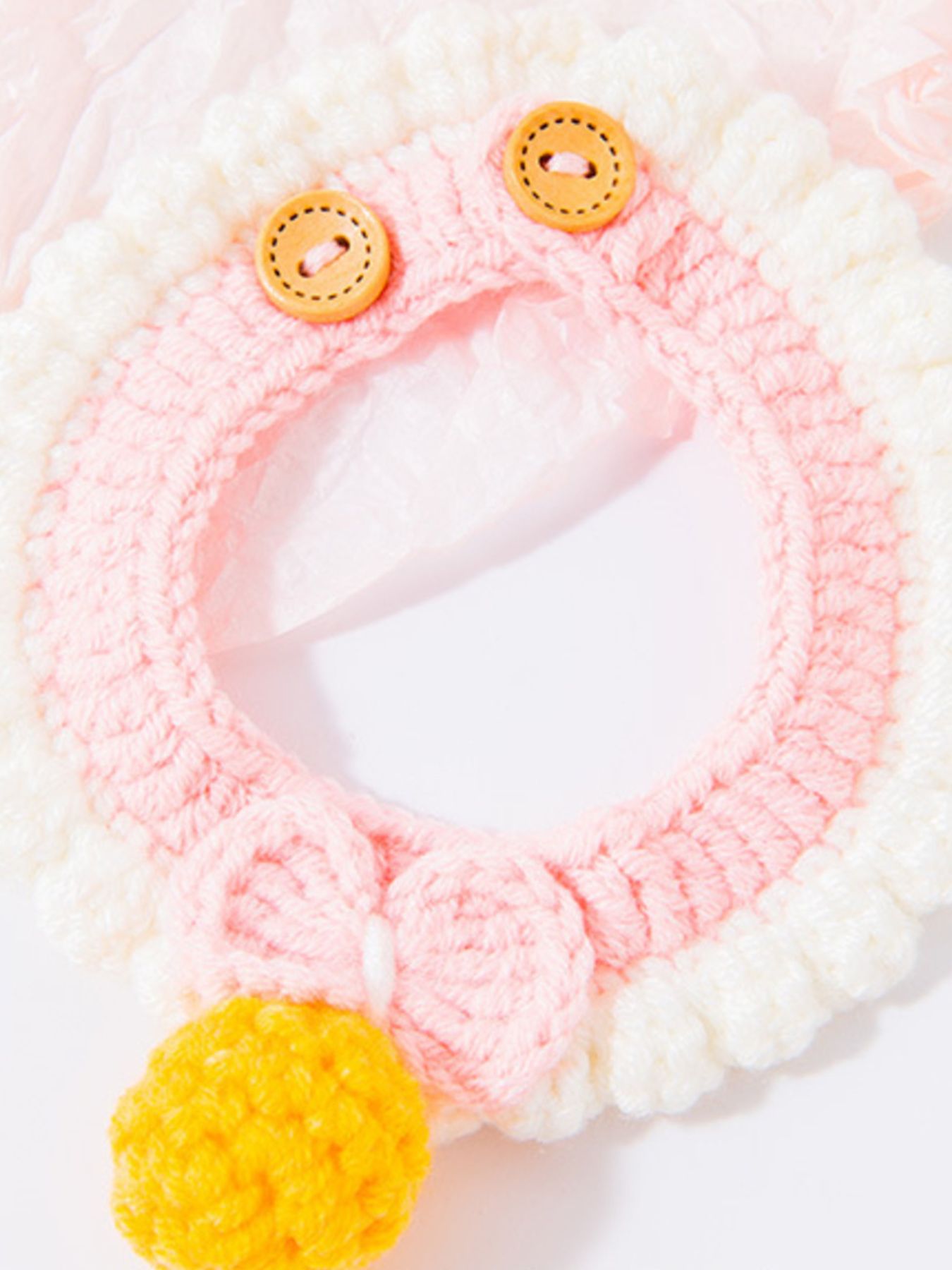Knitted Pet Scarf – Buttoned Bow-Detail Neck Scarf for Dogs & Cats – view 6