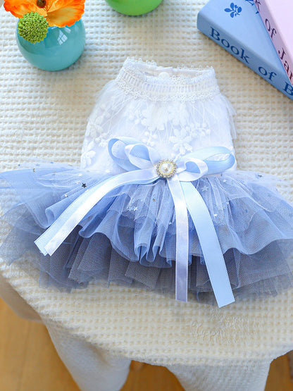 Lace Tutu Layered Pet Dress with Bow – Polyester Party Dress for Dogs & Cats – view 4