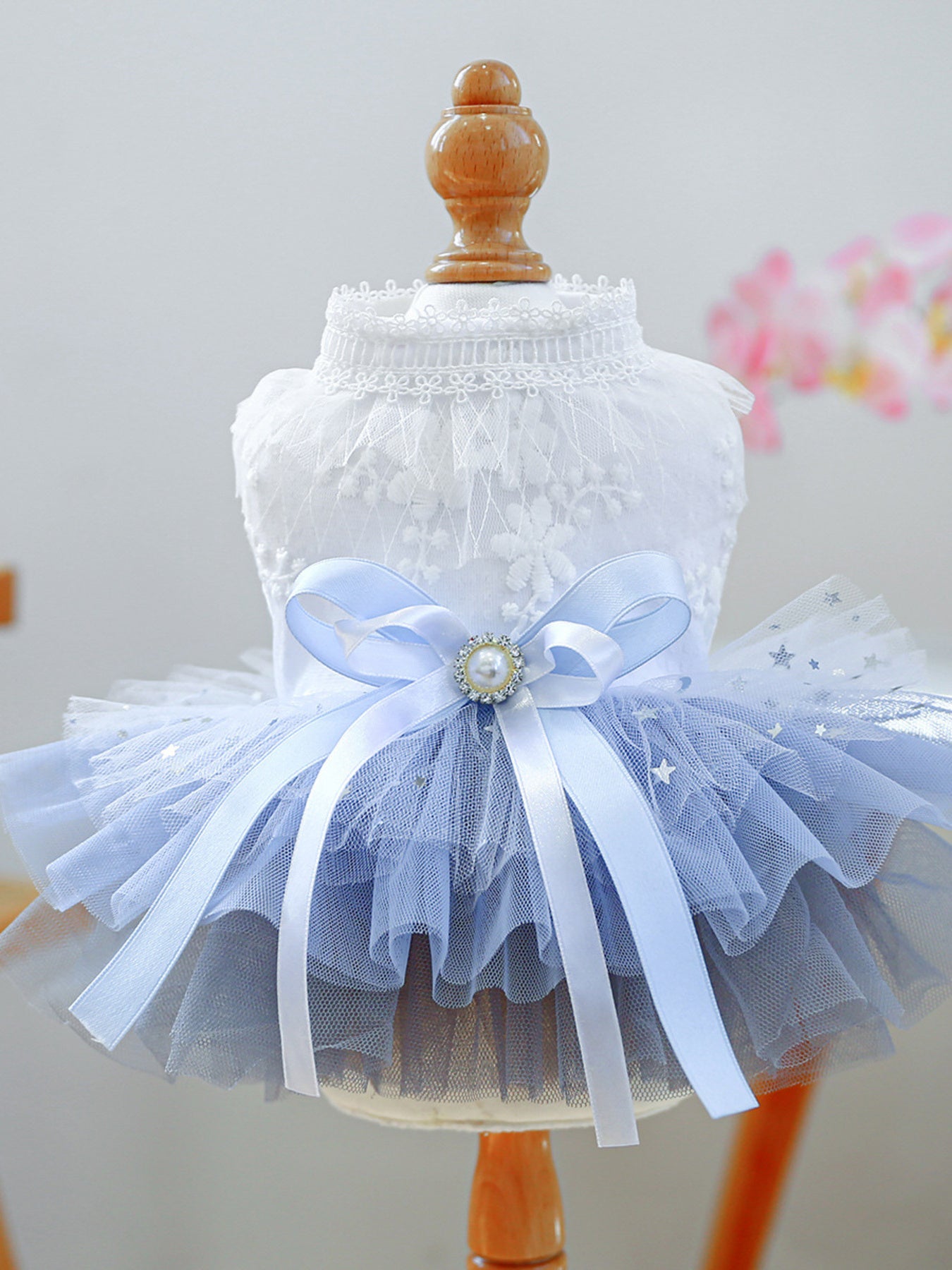 Lace Tutu Layered Pet Dress with Bow – Polyester Party Dress for Dogs & Cats – view 6