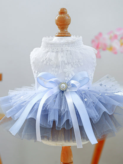 Lace Tutu Layered Pet Dress with Bow – Polyester Party Dress for Dogs & Cats – view 6