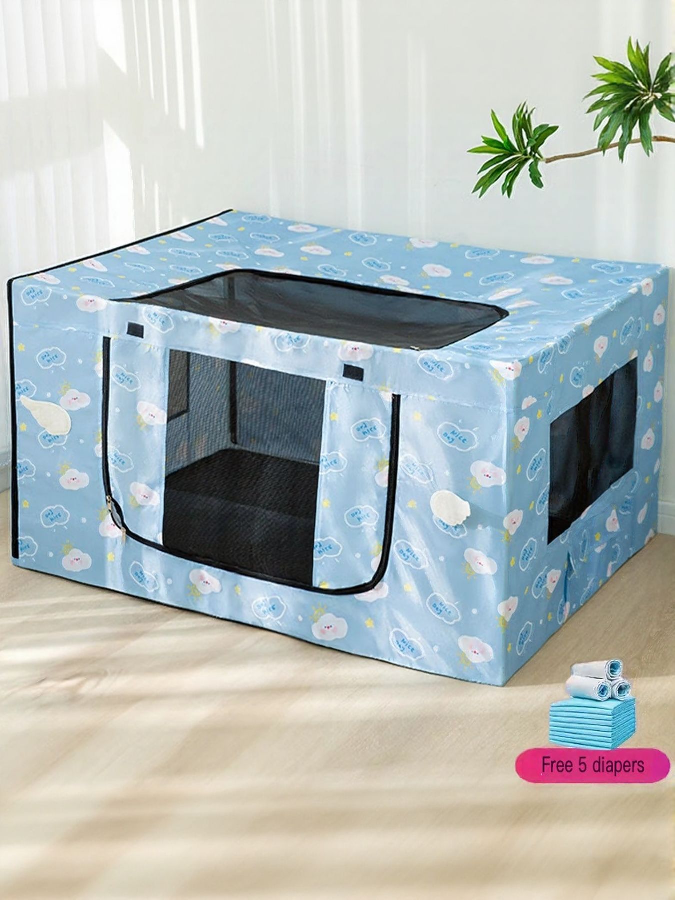 Lightweight breathable polyester pet tent, indoor and outdoor shelter for dogs and cats
