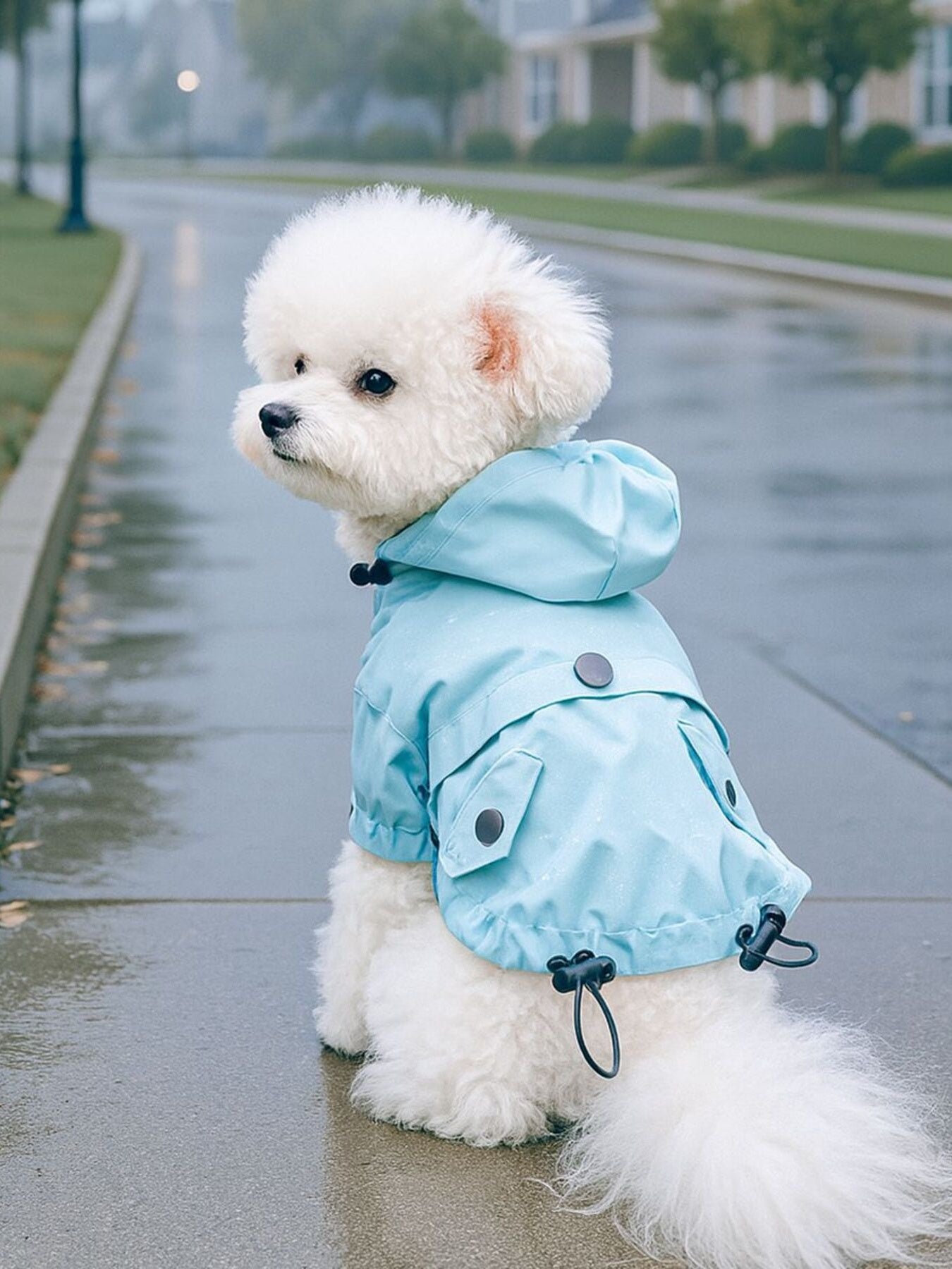 Lightweight Waterproof Pet Raincoat – Hooded Rain Jacket for Dogs & Cats – view 11