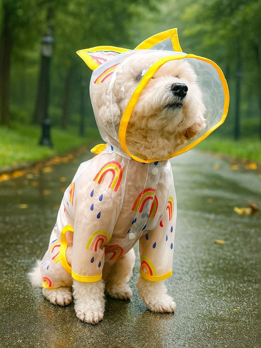 Lightweight waterproof hooded pet raincoat, rain jacket for dogs and cats