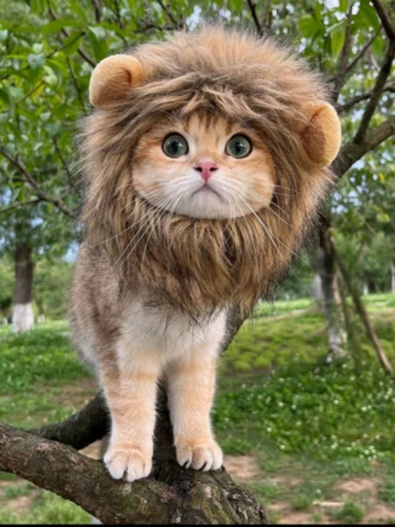 Lion mane pet costume hood, soft polyester headwear for dogs and cats