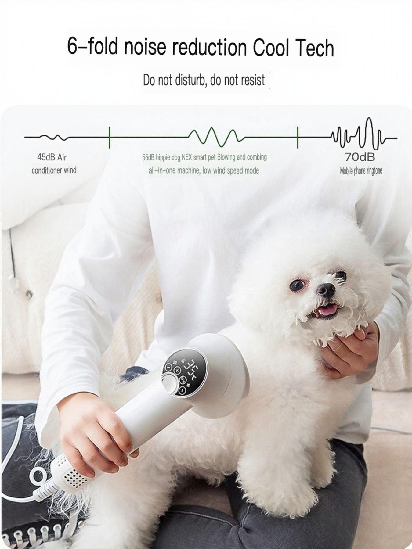 Low-noise electric pet hair dryer with grooming comb for dogs and cats
