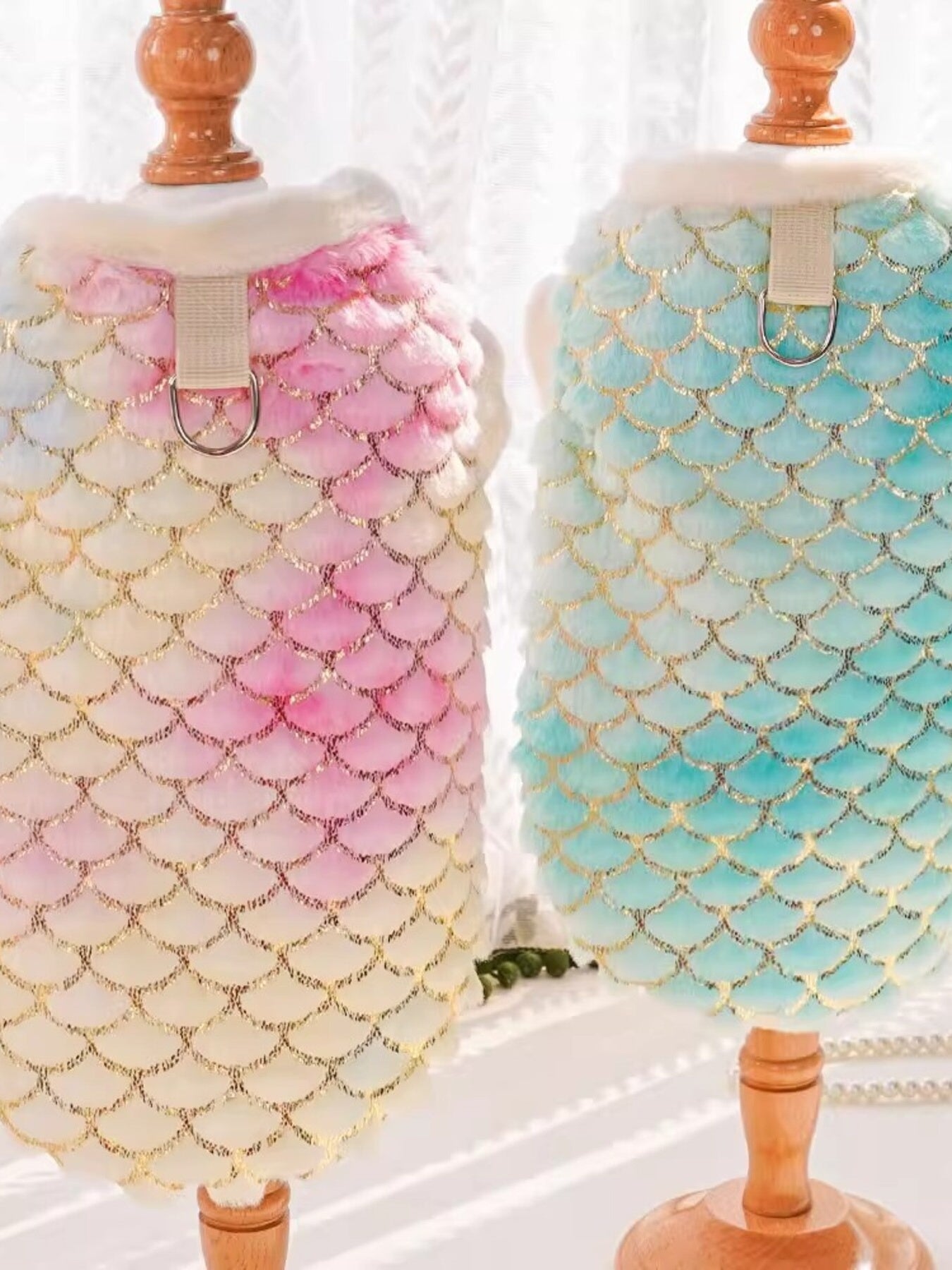Mermaid Scale Plush Pet Top – Fantasy-Inspired Dog & Cat Costume Shirt – view 10