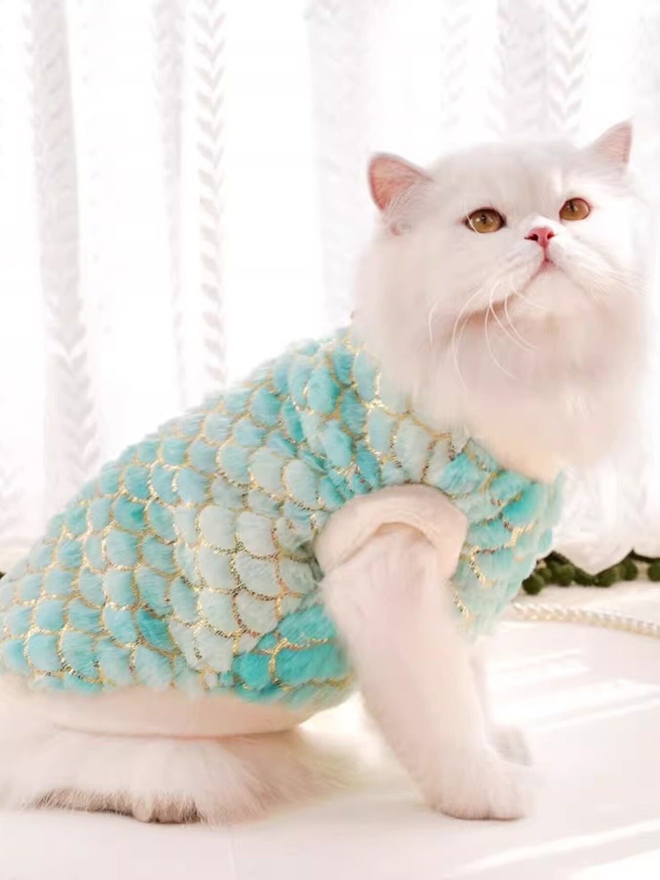 Mermaid Scale Plush Pet Top – Fantasy-Inspired Dog & Cat Costume Shirt – view 2