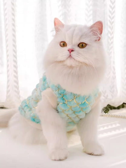 Mermaid Scale Plush Pet Top – Fantasy-Inspired Dog & Cat Costume Shirt – view 3