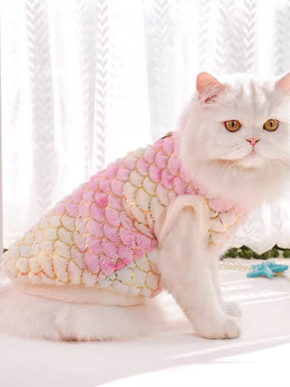 Mermaid Scale Plush Pet Top – Fantasy-Inspired Dog & Cat Costume Shirt – view 5