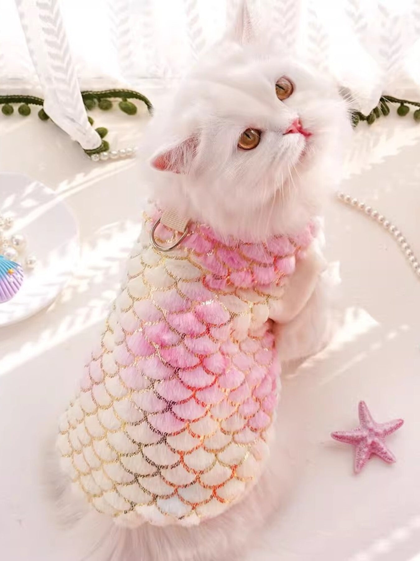 Mermaid Scale Plush Pet Top – Fantasy-Inspired Dog & Cat Costume Shirt – view 6
