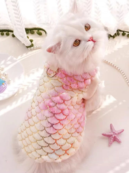 Mermaid Scale Plush Pet Top – Fantasy-Inspired Dog & Cat Costume Shirt – view 6