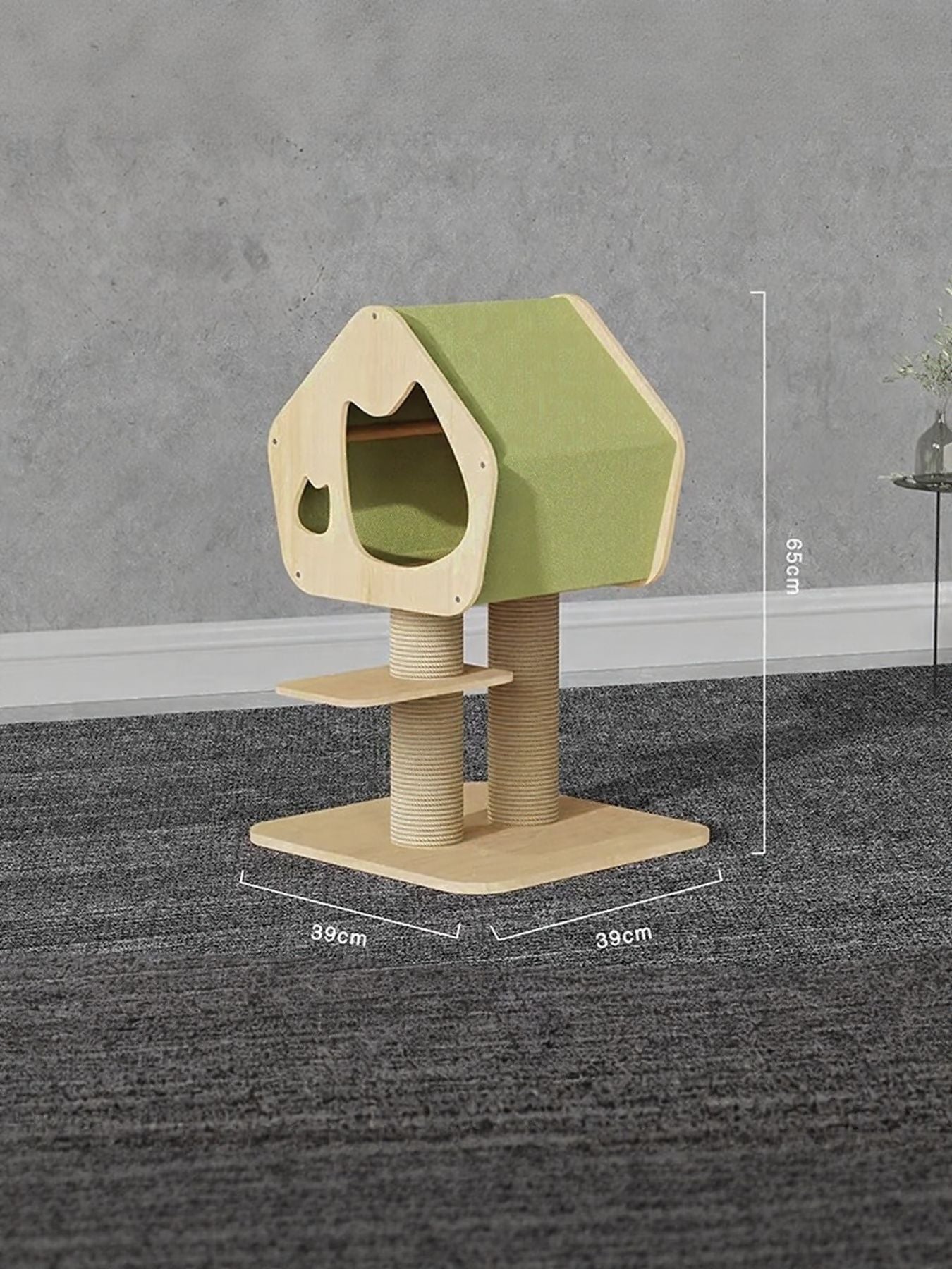 Modern Wooden Cat Condo with Sisal Scratching Post – Multi-Level Cat Tower – view 6