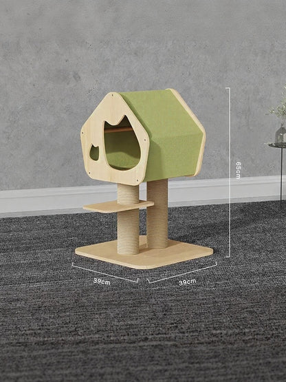 Modern Wooden Cat Condo with Sisal Scratching Post – Multi-Level Cat Tower – view 6