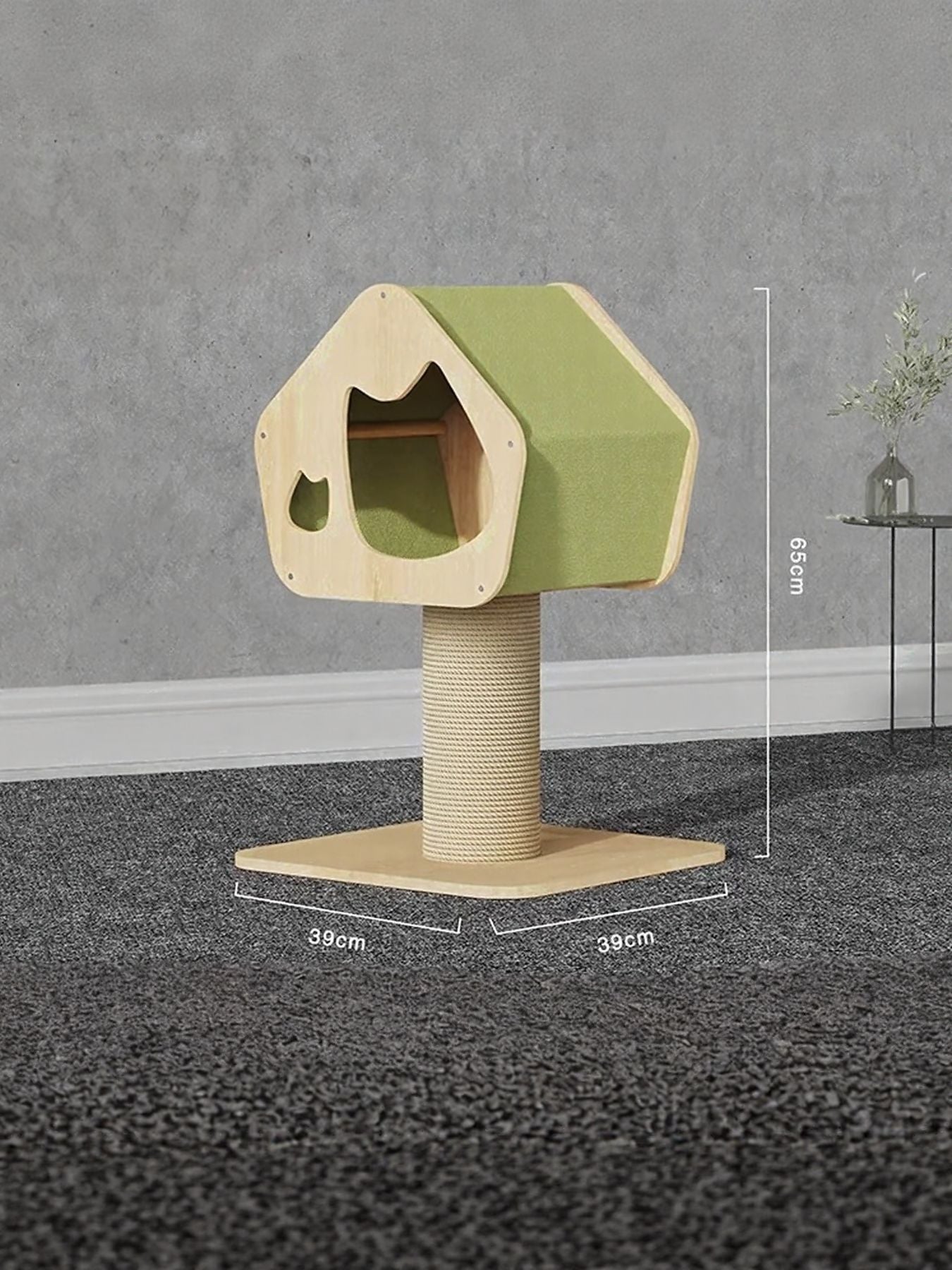 Modern Wooden Cat Condo with Sisal Scratching Post – Multi-Level Cat Tower – view 7