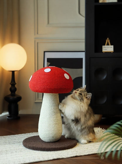 Mushroom-shaped hemp sisal cat scratching post for cats