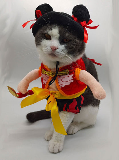 Nezha Mythical Hero Pet Jumpsuit with Accessories – Chinese Costume for Dogs & Cats – view 2