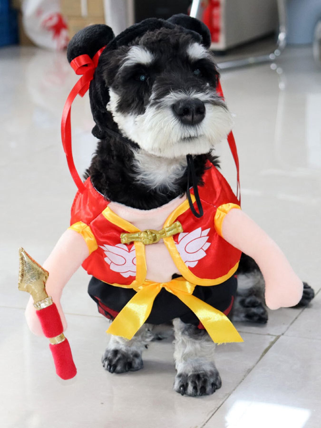 Nezha mythical hero pet costume jumpsuit with accessories for dogs and cats