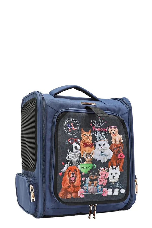 Nicole Lee USA Expandable Pet Carrier Backpack – Large Polyester Dog Breed Print Carrier – view 2