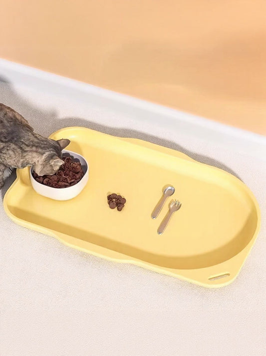 Non-slip pet bowl set with waterproof tray for dogs and cats